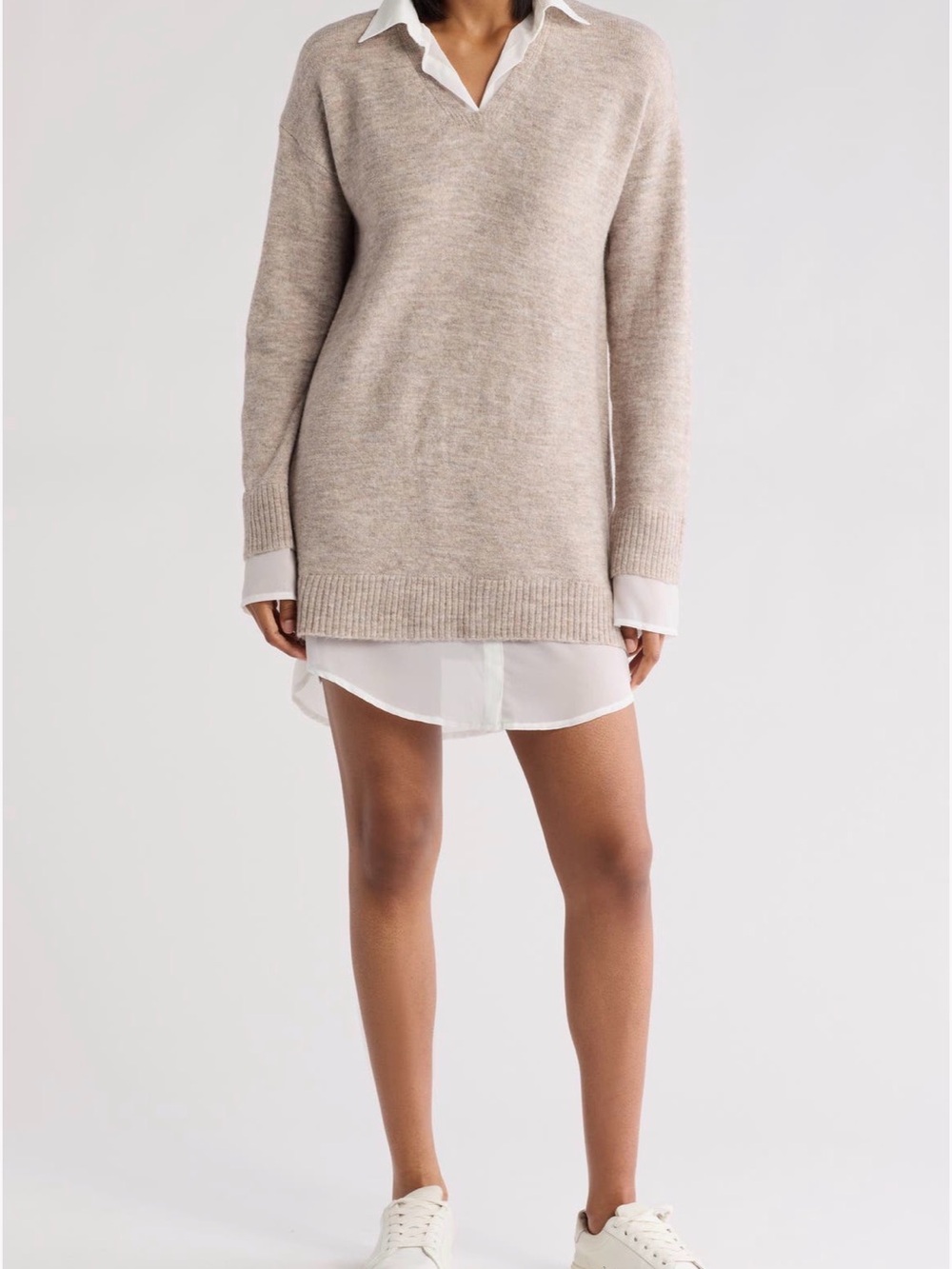 STITCHDROP Oxford Long Sleeve Twofer Dress